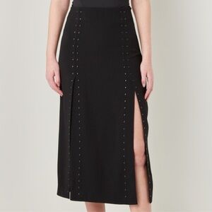 Maje Jude Studded Midi Skirt in Black, EU 42 / US 10